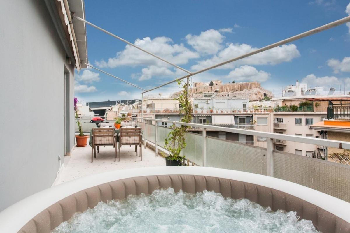 Lovely Apt W/Heated Jacuzzi &Full Acropolis View Leilighet Athen Eksteriør bilde